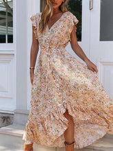 Pring V neck Fastener Lacing Maxi Dresses